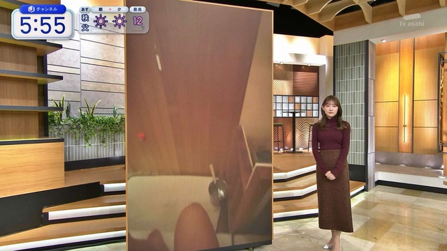 森山みなみアナ、ボルドーニットおっぱいデッカ過ぎ乳強調して破廉恥