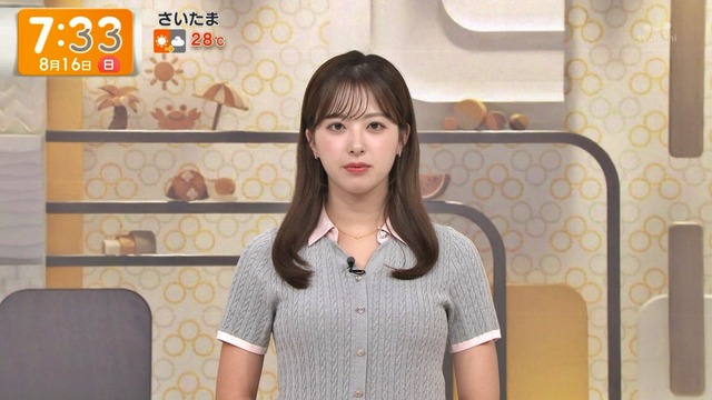 田原萌々アナ、ニットおっぱいデッカ！横乳の膨らみ本物のボインやろ