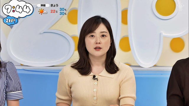 水卜麻美アナ、ニットおっぱいYCの膨らみデッカ過ぎ最高!