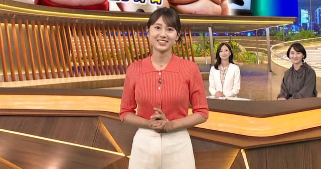 浅田春奈アナ、ニットおっぱいエッロ！B地区のカタチ浮き出てきそう