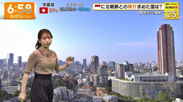 舩橋沙貴アナ、ニットおっぱいデッカ！下乳の陰がエッチな肉体が最高
