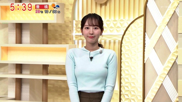 佐々木若葉アナ、ニットおっぱいエッロ！横乳の膨らみタマランち