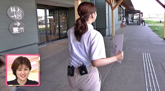 瀧口麻衣アナ、パンティ線が薄っすら透けるピタパンの尻たまりませ～ん
