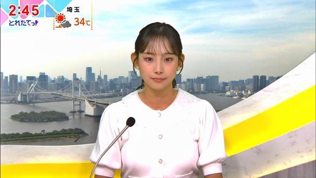 石渡花菜アナ、白ニットおっぱいデッカ！横乳のカタチたまりませ～ん