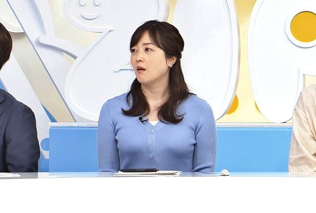 水卜麻美アナ、ニットおっぱいの膨らみカタチがクッキリ過ぎて最高！