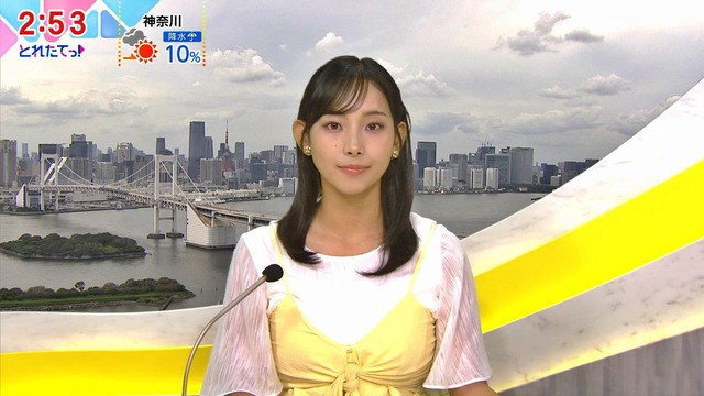 石渡花菜アナ、黄色ブラみたいな衣装おっぱいエッロ過ぎタマランわ