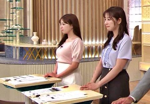 田原萌々アナ、ピンク色ニット横乳おっぱいデッカ過ぎ！たまりませ～ん