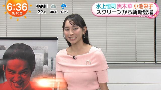 石渡花菜アナ、ピンク色ニットおっぱいデッカ！横乳プルンプルン最高！