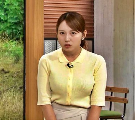三山賀子アナ、透けブラYCおっぱいの膨らみスゲエ！横乳の肉感が最高！