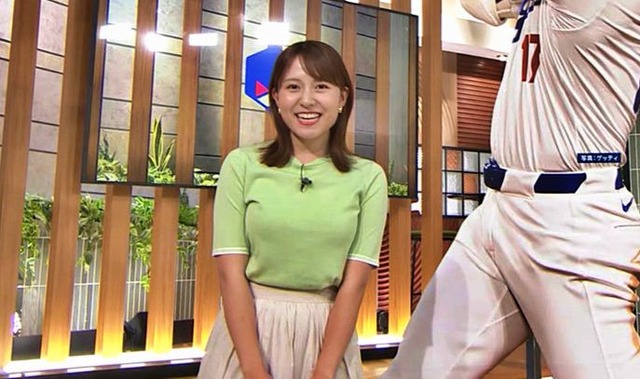 三山賀子アナ、ポヨヨンおっぱいムギュッ!いやらしい乳しやがって