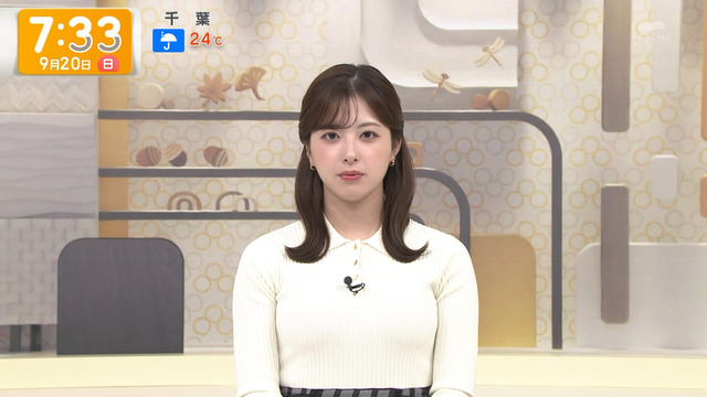 田原萌々アナ、白ニットおっぱいエッロ！横乳のカタチがエッチ過ぎ最高