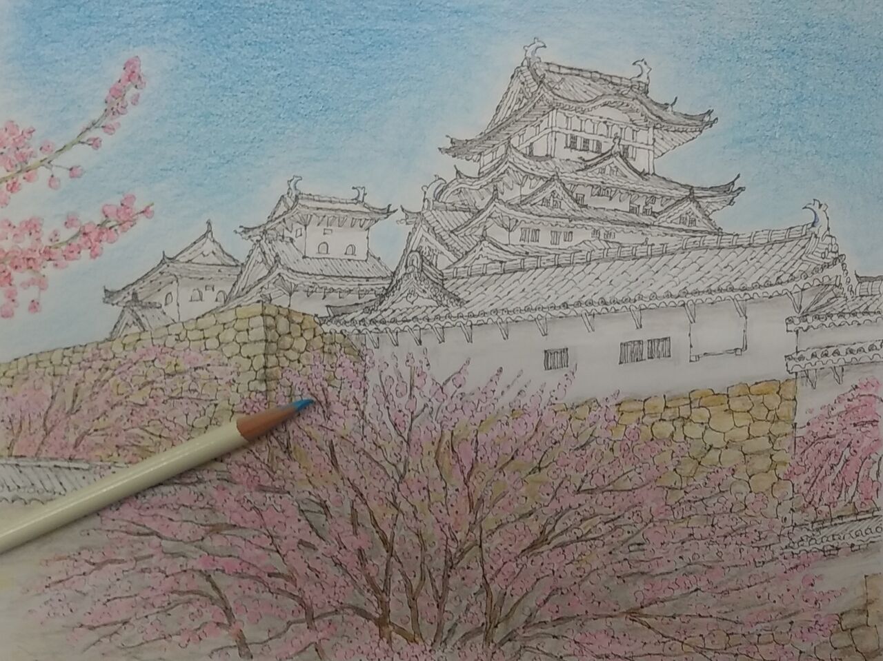 姫路城ぬり絵 その続き 祇園 その あらため 脳出血サバイバーわたし