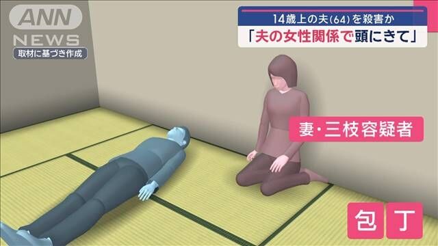 「女性関係で頭にきて」14歳上の夫を殺害か　50歳妻　逮捕
