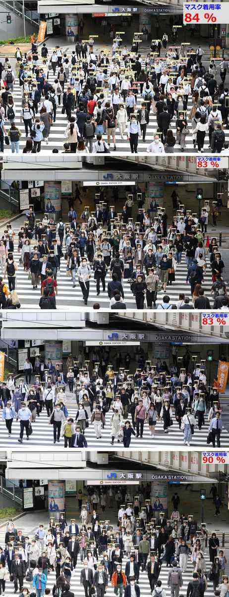 AI分析ではマスク派優勢、大阪・梅田はいまだ着用84％「恥ずかしい」「落ち着かない」…脱マスクじわり