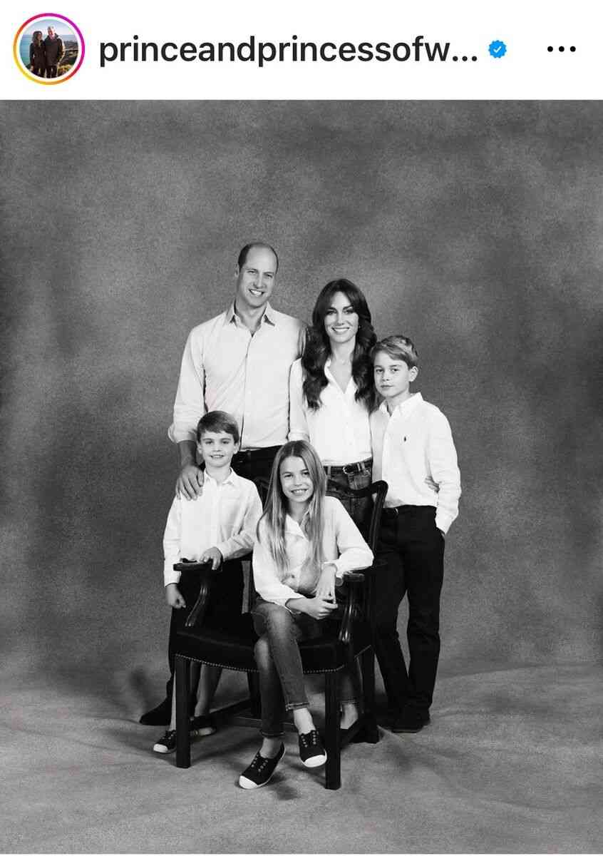 英ウィリアム皇太子夫妻、「クリスマスカード」家族ショット公開に「シャーロット王女は美人のレディー！」と反響