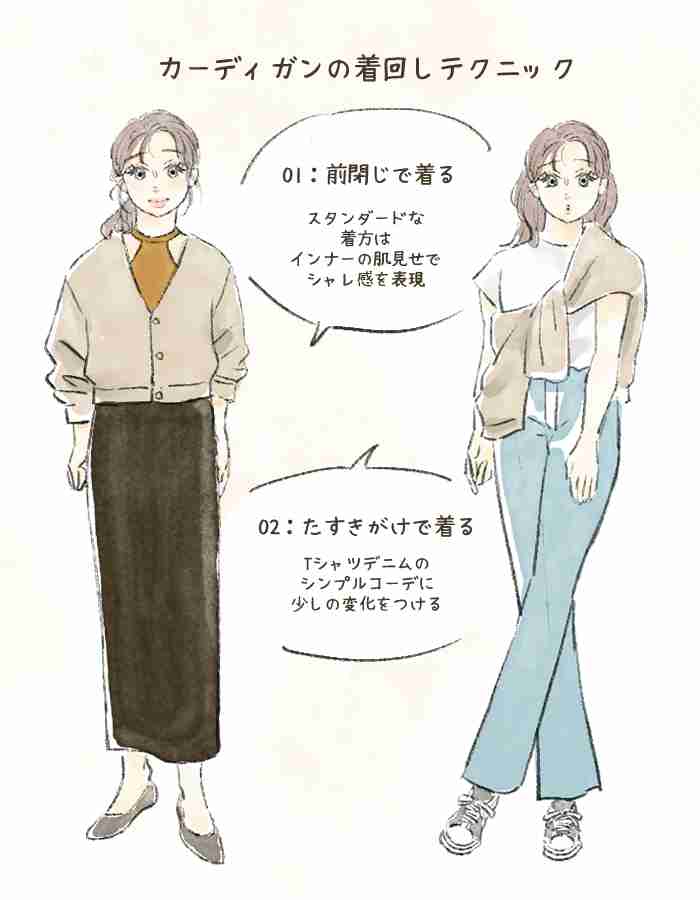 40代が覚えておきたい「カーディガン」4つの着方。シンプルでもガラッと印象が変わる