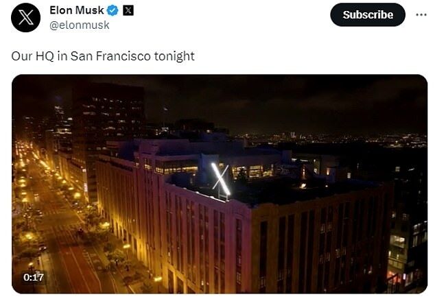 旧Twitter本社の屋上に"光るX"看板現る　「悪の秘密結社みたい」「ダサい」の声