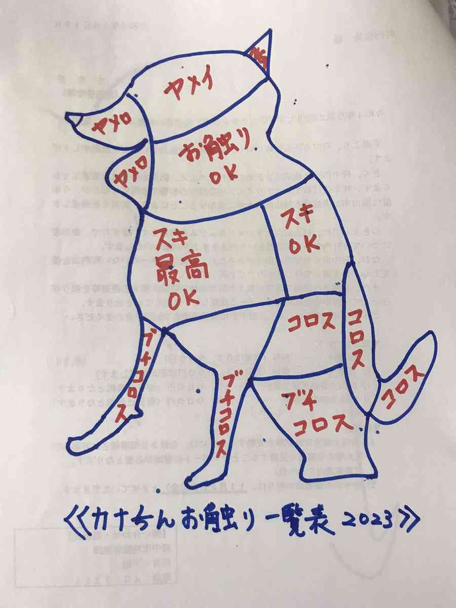 愛犬の「お触り一覧表」は…スキ→ヤメイ→コロス!?　分かりやすい取扱説明書に犬飼いさんからの共感続々