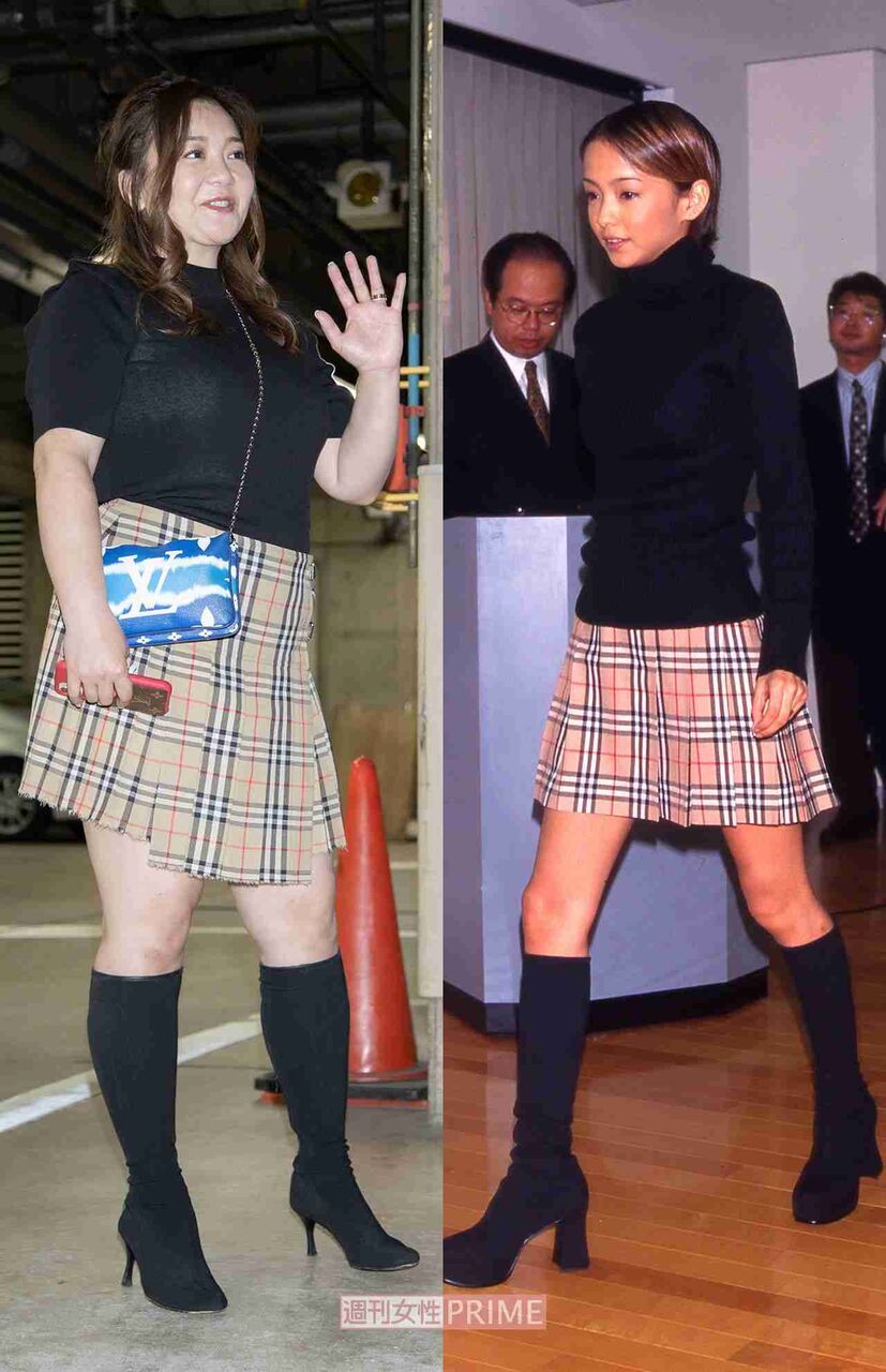 バーバリーブルーレーベル 安室奈美恵結婚会見スカート