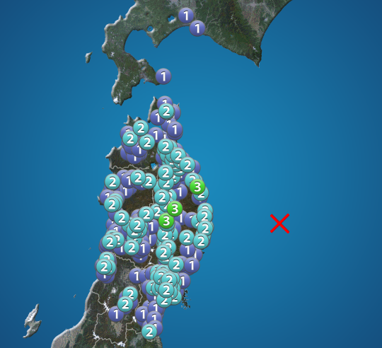 【速報】三陸沖で連続地震　M5.8　今朝、M5以上が3回続く　昨日もM4以上が2回