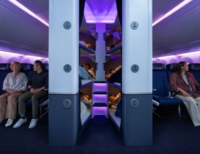 ニュージーランド航空、エコノミークラスに「三段ベッド」を導入