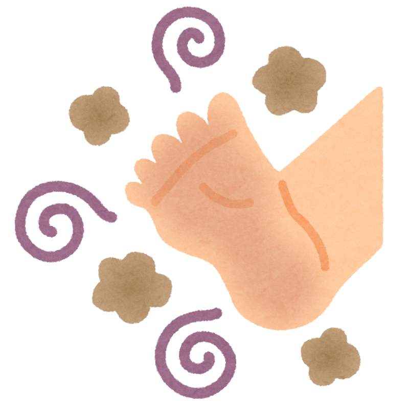 【鼻が】足が臭い【まがる】