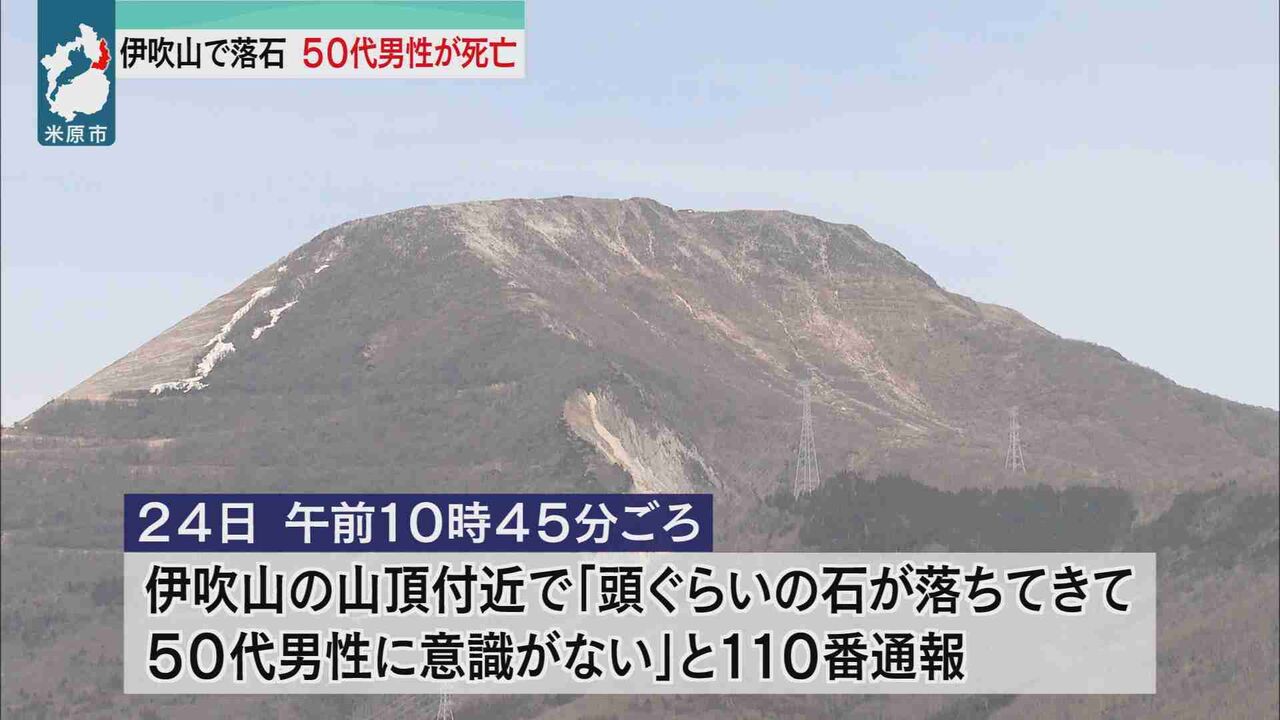 入山禁止の伊吹山　山頂付近で落石　50代男性が死亡