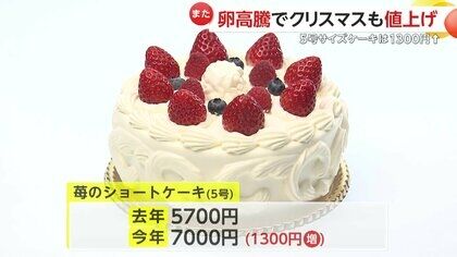 卵の高騰でクリスマスケーキが値上げ…5号サイズ・ショートケーキ5700円→7000円　チョコレート原料のカカオも“倍”に「どんどん値段上がる」