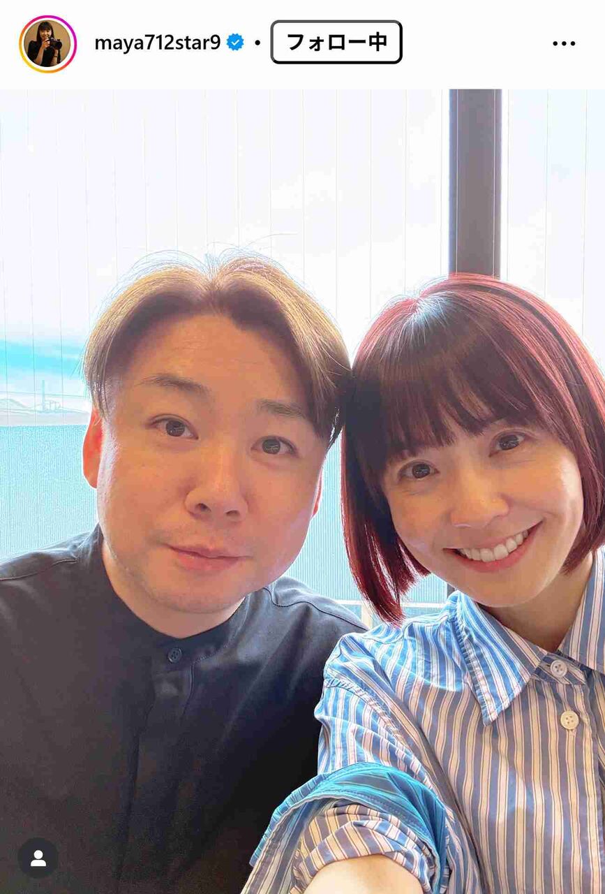 小林麻耶→國光真耶さんが赤髪に！夫とラブラブ２ショ公開「すてきなご夫婦」「お元気そう」