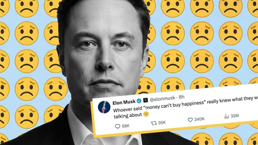 純資産8,500億ドルのイーロン・マスク「お金で幸せは買えない」