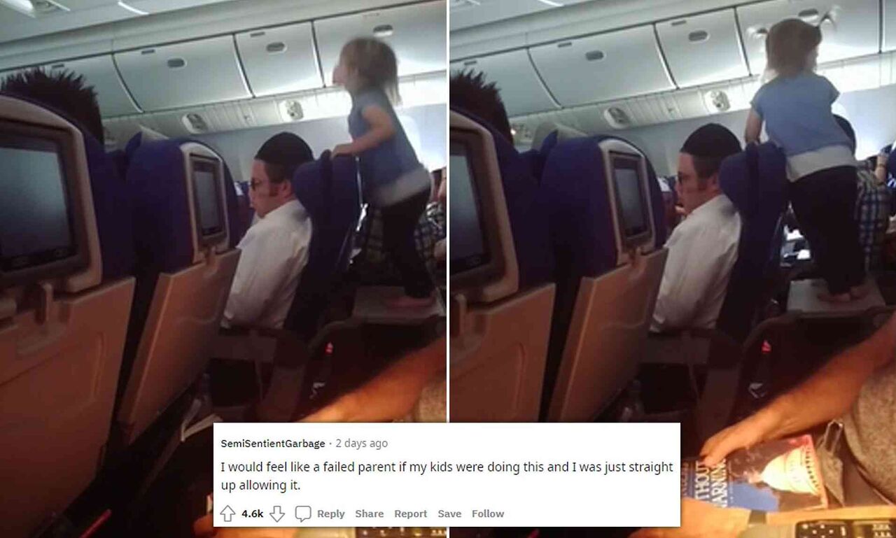 飛行機の中で子供が大暴れ　テーブル上でジャンプしても怒らない親に批判が殺到