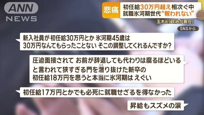 初任給30万円超え相次ぐ…就職氷河期世代「報われない」