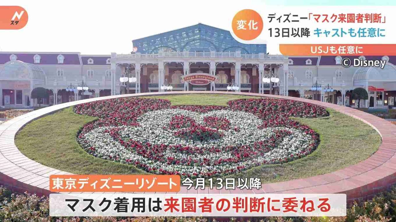 ディズニー「マスク着用は原則、来園者個人の判断に」今月13日以降の対応を発表