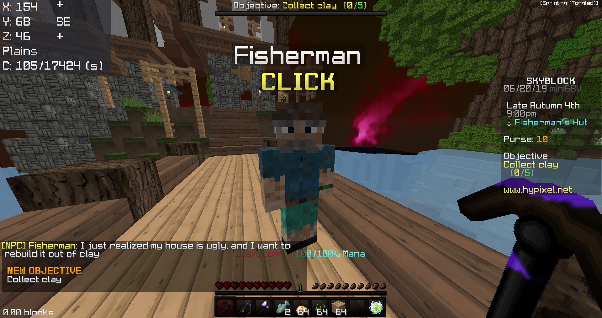 Skyblock攻略９ Talk To The Fisherman プリズマリン入手方法 Hypixel Skyblockの歩き方