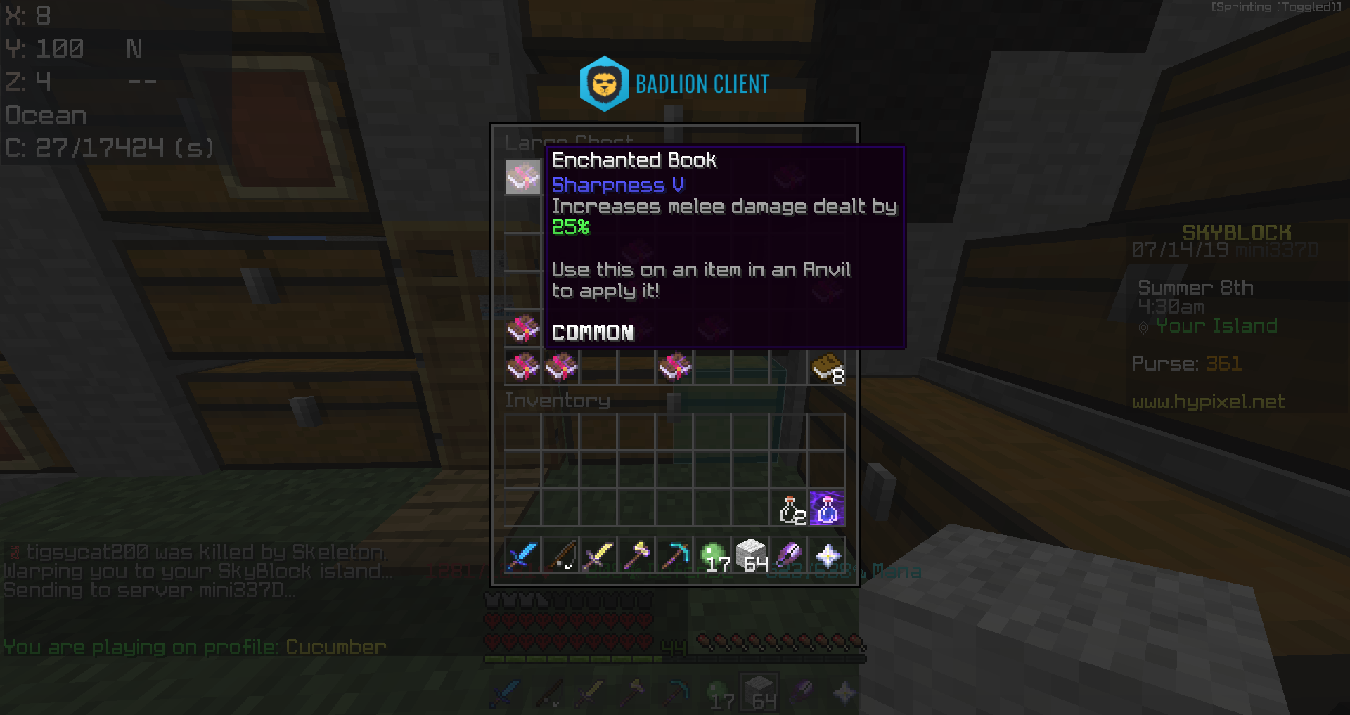 Skyblock装備情報４６ 武器のオススメエンチャントはこれだ Hypixel Skyblockの歩き方