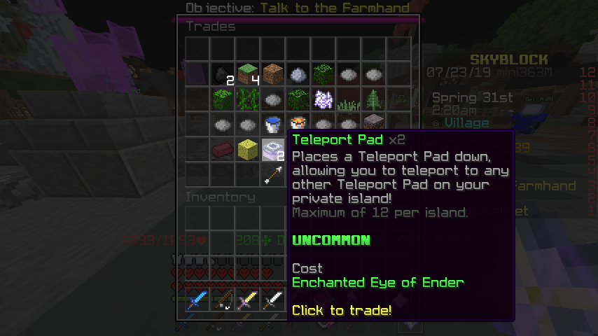 Skyblockアイテム情報54 便利な移動アイテム テレポートパット Hypixel Skyblockの歩き方 Skyblockアイテム情報54 便利な移動アイテム テレポートパット Hypixel Skyblockの歩き方