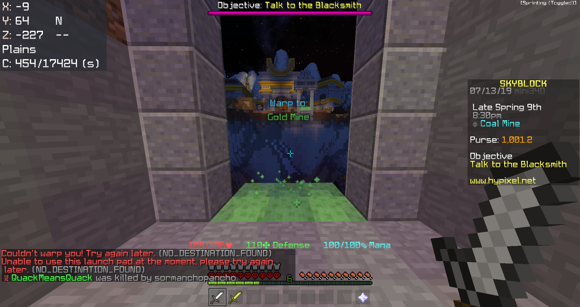 Skyblock攻略２８ 序盤の鉱山を攻略せよ 前編 Hypixel Skyblockの歩き方
