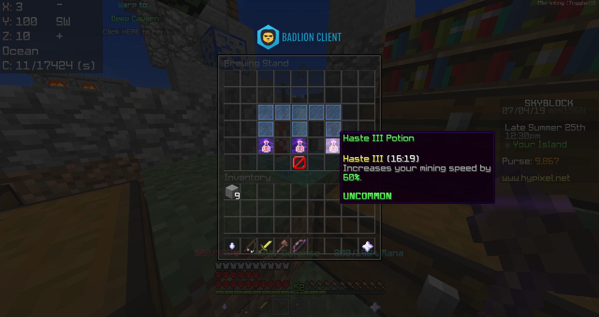 Skyblockアイテム情報３０ お手軽簡単haste Potion Hypixel Skyblockの歩き方