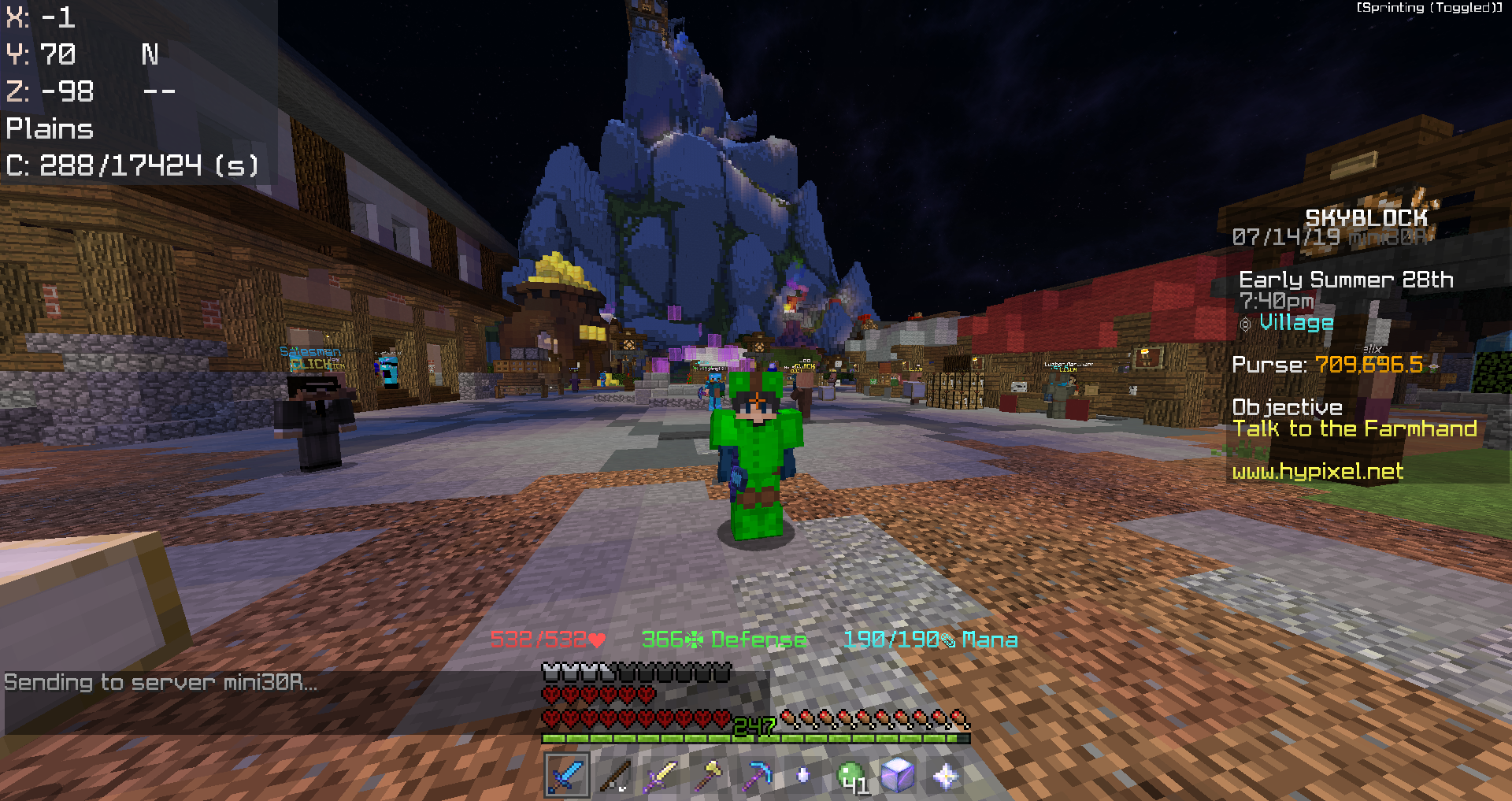 Skyblock装備情報４５ ついに完成 エメラルド装備 Hypixel Skyblockの歩き方