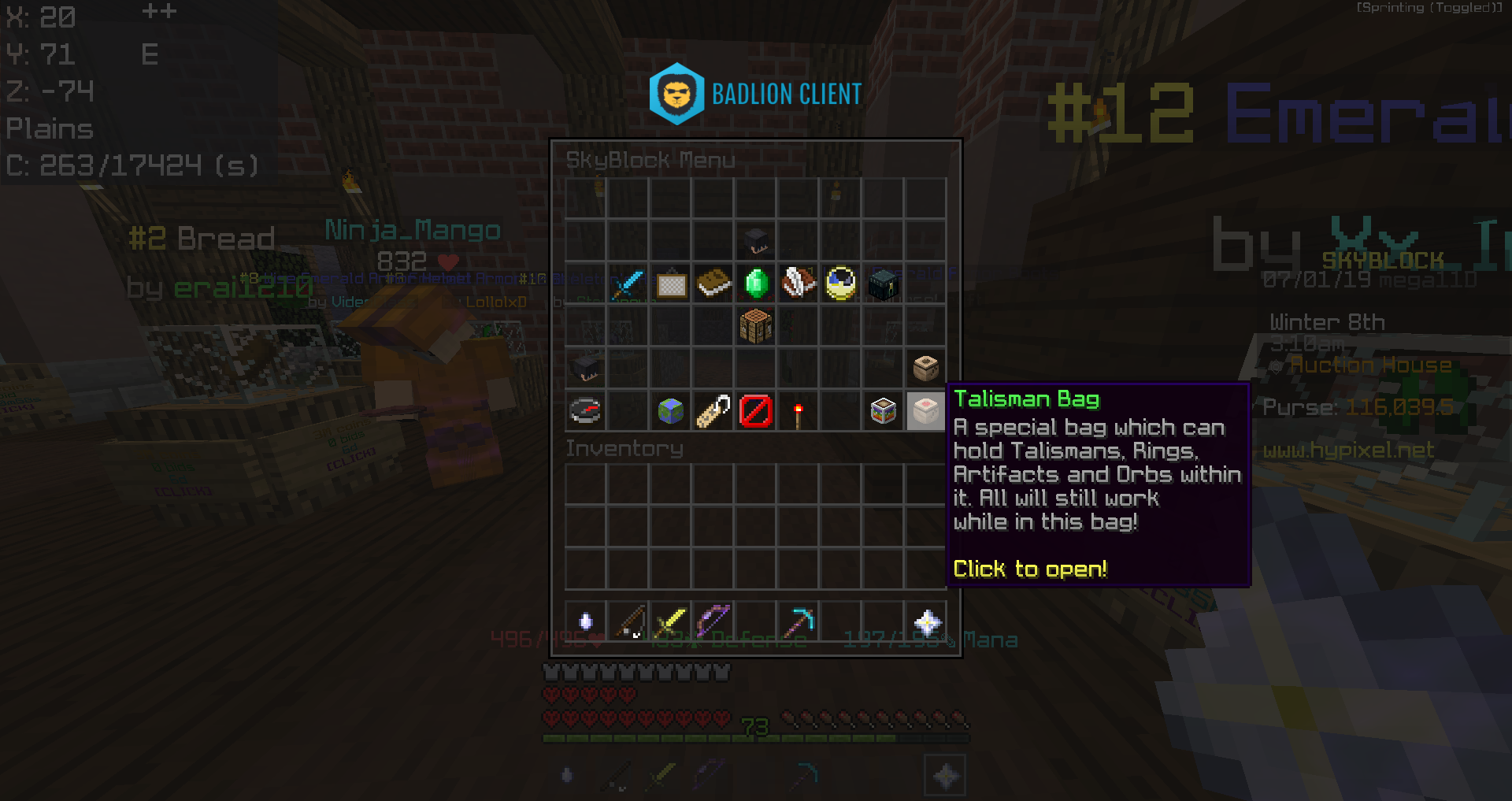 SkyBlock攻略19：タリスマンバッグの拡張方法 Hypixel SkyBlockの歩き方