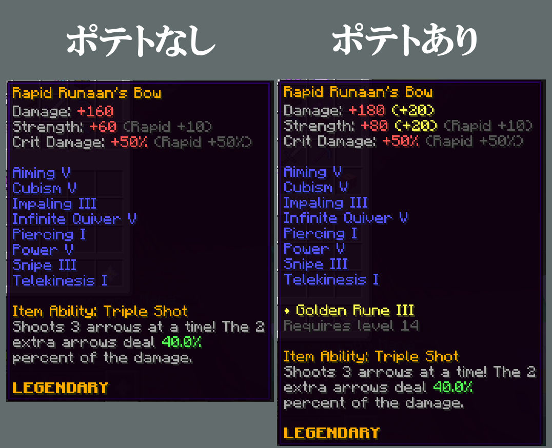 武器強化 ポテトエンチャントによるダメージ検証 Hypixel Skyblockの歩き方