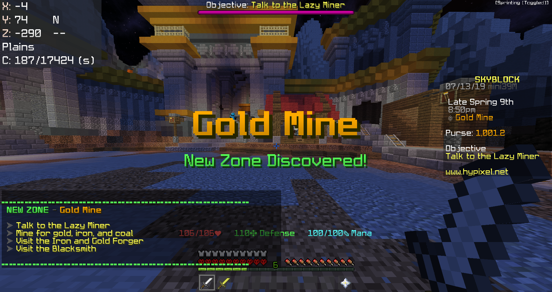 Skyblock攻略２８ 序盤の鉱山を攻略せよ 前編 Hypixel Skyblockの歩き方