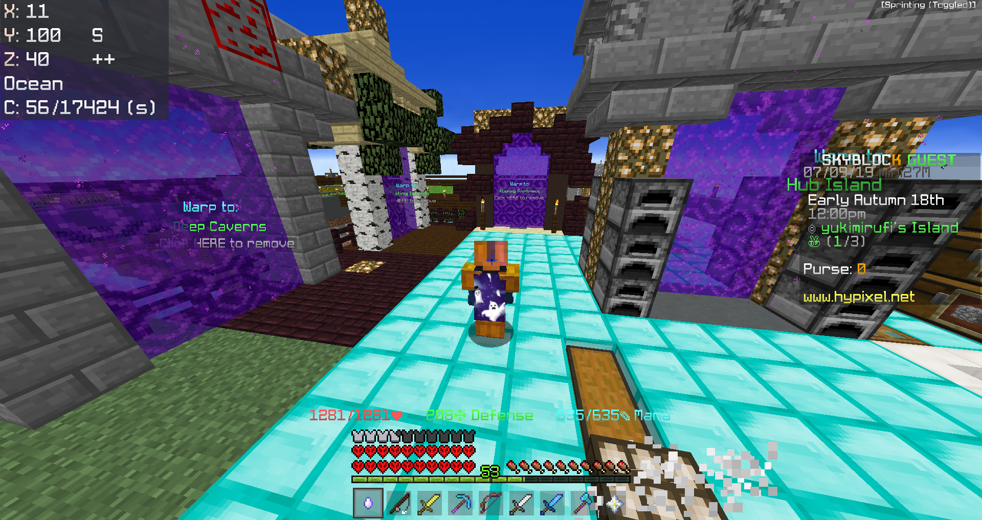 Skyblock 他人の島へ行く または 島へ招待する 方法 ジゼルのマイクラ物語