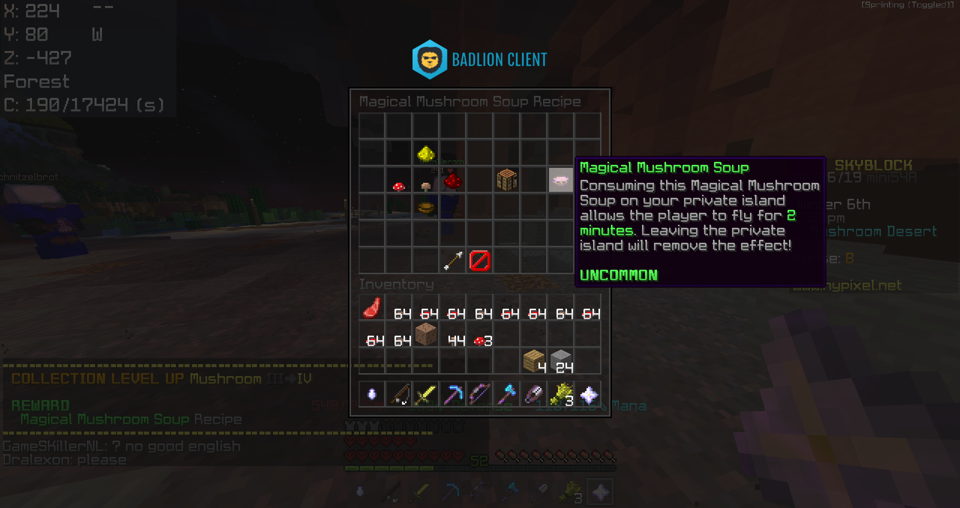 Skyblockアイテム情報16 空を飛ぼうぜ Magical Mushroom Soup Hypixel Skyblockの歩き方 Skyblockアイテム情報16 空を飛ぼうぜ Magical Mushroom Soup Hypixel Skyblockの歩き方