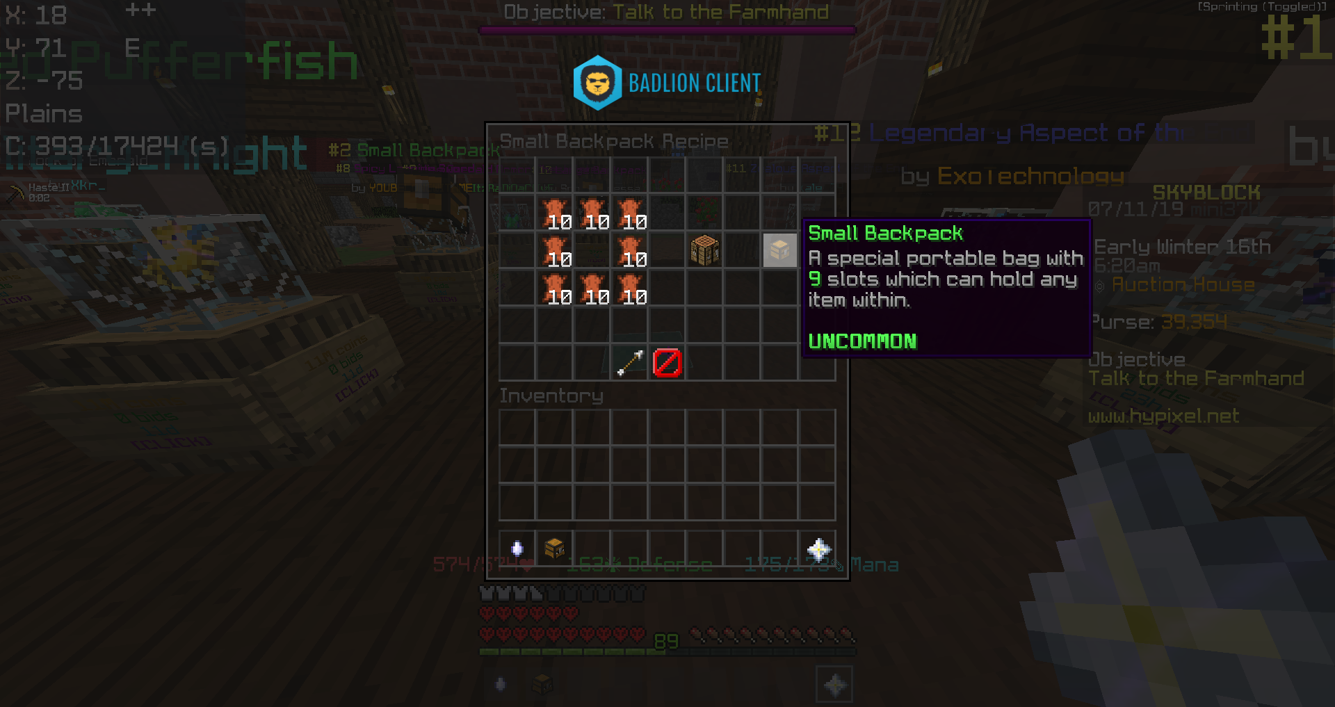 【便利アイテム】荷物をたくさん持てるカバン！ Hypixel SkyBlockの歩き方