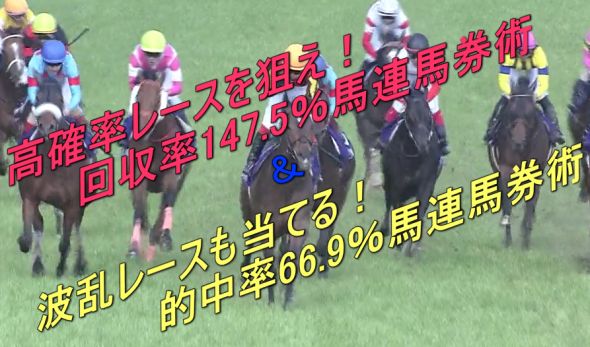 先週は5戦4勝回収138.8％!!《5000円クーポン特典付！》『高確率レースを狙え！回収率147.5％馬連馬券術』