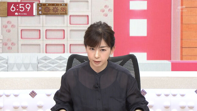 松尾由美子アナ　ブラ紐まで透ける！！【GIF動画あり】