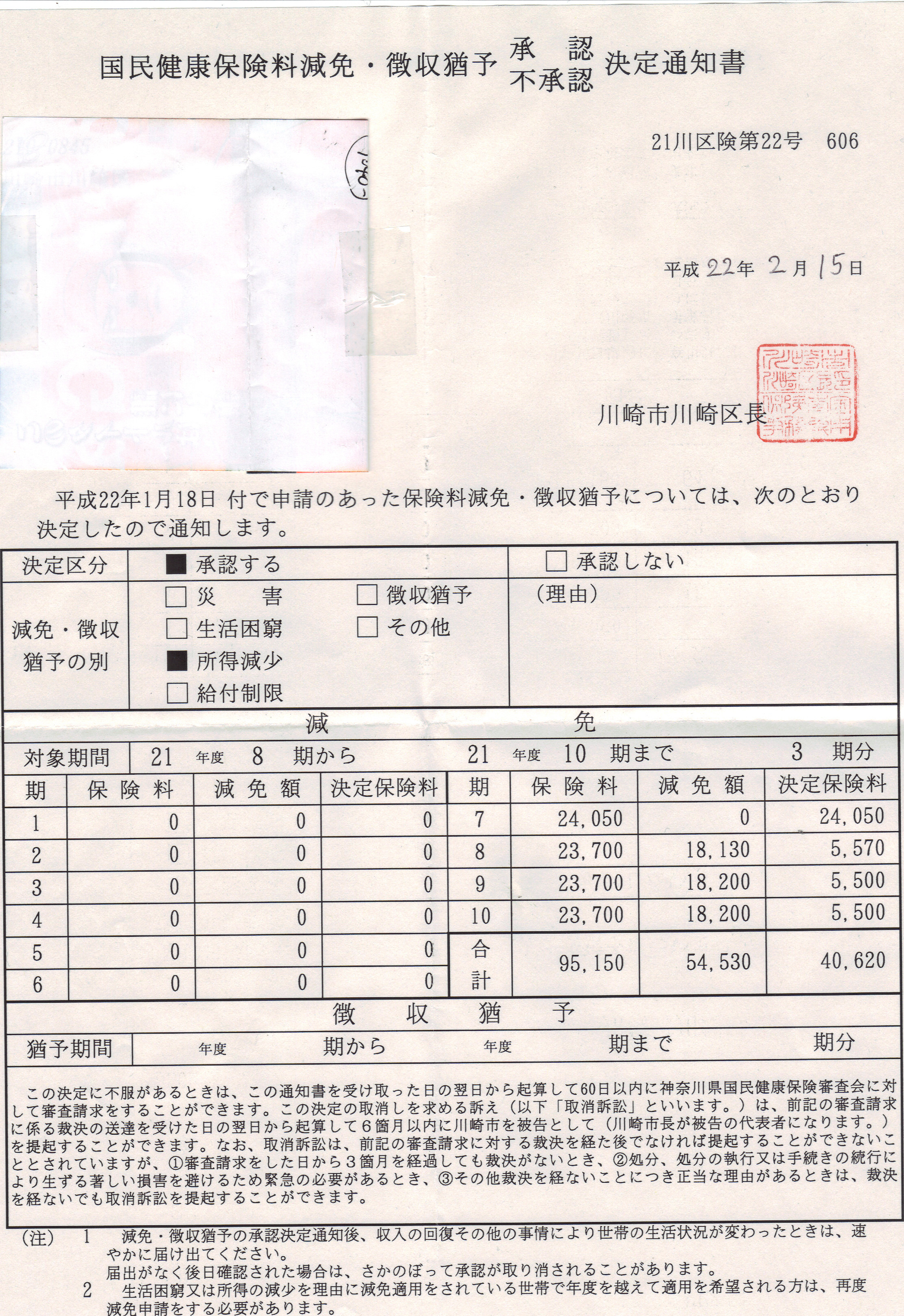 東食國保保険料減免 Ronia