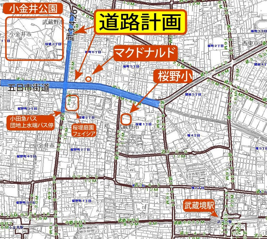 昭和41年頃 「武蔵野市住居表示案内図 境・境南町・桜堤(傷み