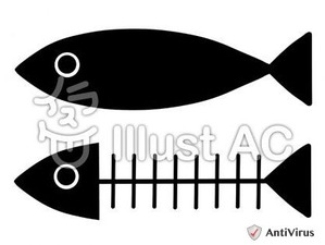 イラストAC「2匹の魚」(黒)